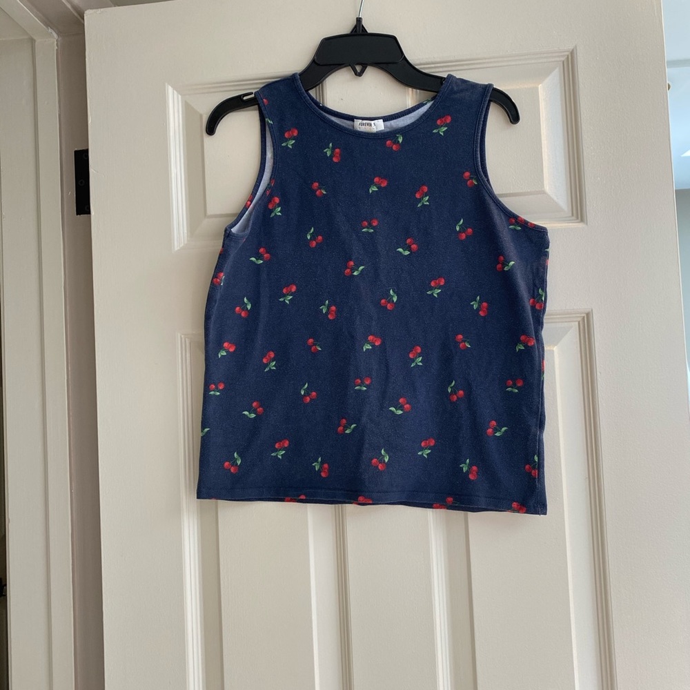 Cherry tank top in navy blue